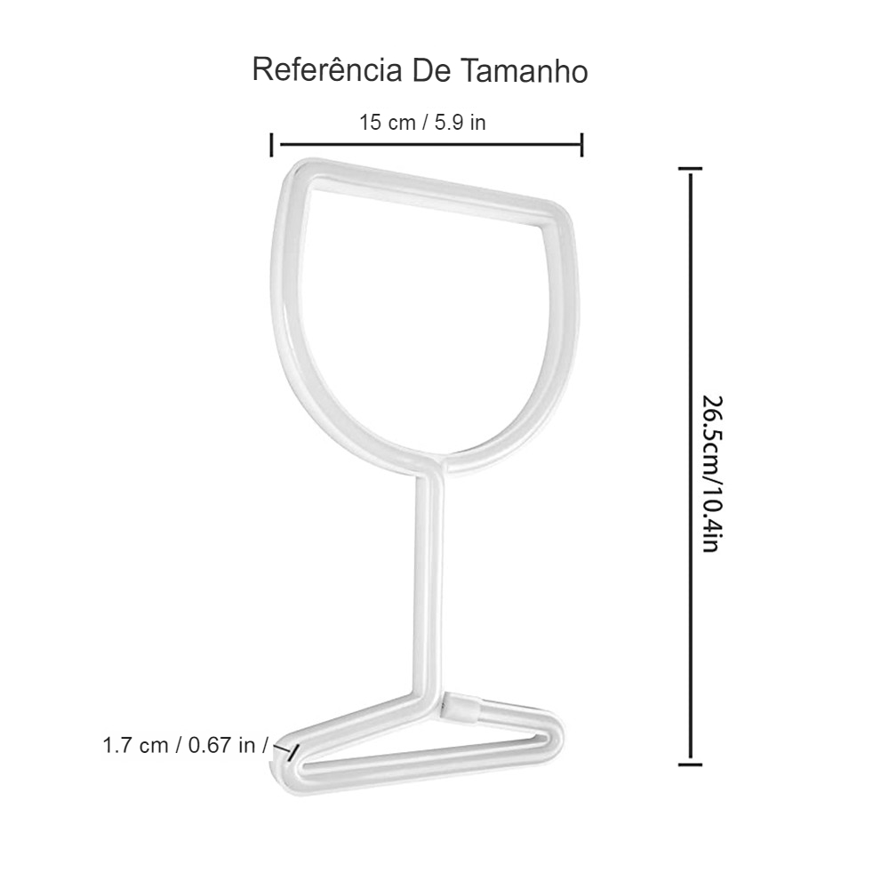 Dimensão do Wine Glass Neon