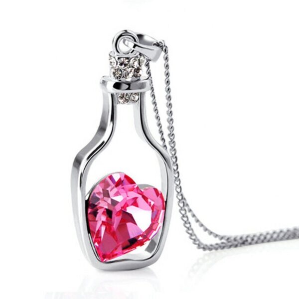 New Vintage Chain Crystal Heart Wishing Bottle Necklace Pendant Charm Choker Statemen Necklace Women Xmas Gift Jewelry Wedding - Image 7