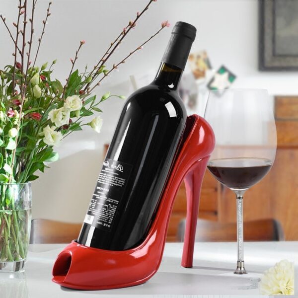 New High Heel Shoe Wine Bottle Holder Stylish Wine Rack Gift Basket Accessories  for Home Red Shoe Wine Rack Creative Bottle Hol