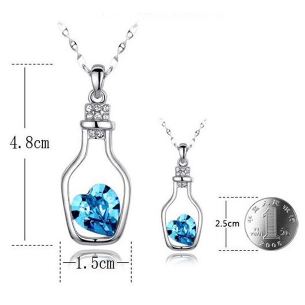 New Vintage Chain Crystal Heart Wishing Bottle Necklace Pendant Charm Choker Statemen Necklace Women Xmas Gift Jewelry Wedding - Image 11