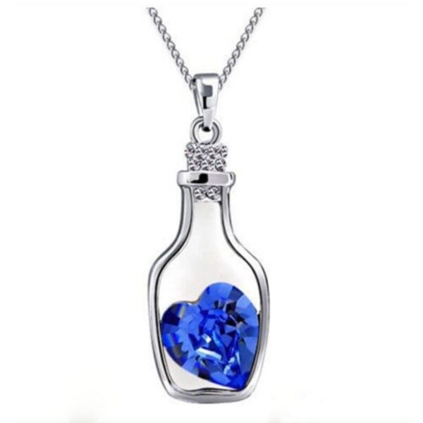 New Vintage Chain Crystal Heart Wishing Bottle Necklace Pendant Charm Choker Statemen Necklace Women Xmas Gift Jewelry Wedding - Image 3