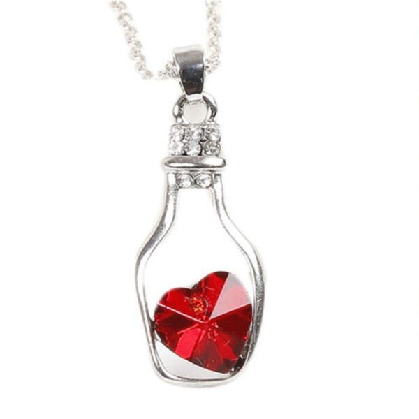 New Vintage Chain Crystal Heart Wishing Bottle Necklace Pendant Charm Choker Statemen Necklace Women Xmas Gift Jewelry Wedding - Image 6
