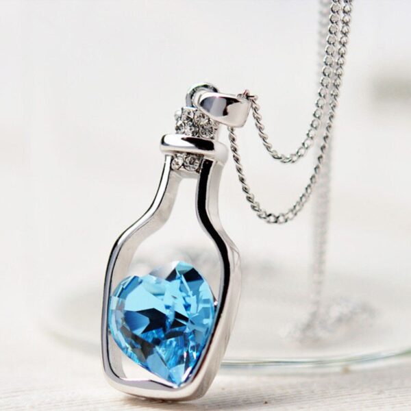 New Vintage Chain Crystal Heart Wishing Bottle Necklace Pendant Charm Choker Statemen Necklace Women Xmas Gift Jewelry Wedding - Image 5