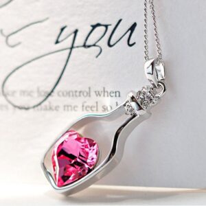New Vintage Chain Crystal Heart Wishing Bottle Necklace Pendant Charm Choker Statemen Necklace Women Xmas Gift Jewelry Wedding