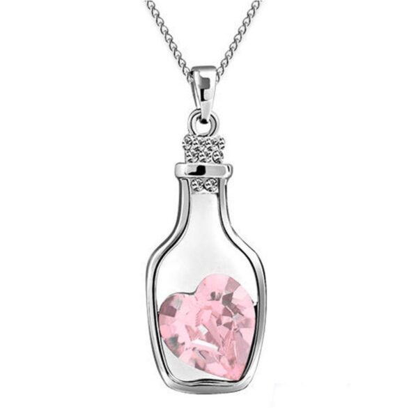 New Vintage Chain Crystal Heart Wishing Bottle Necklace Pendant Charm Choker Statemen Necklace Women Xmas Gift Jewelry Wedding - Image 8
